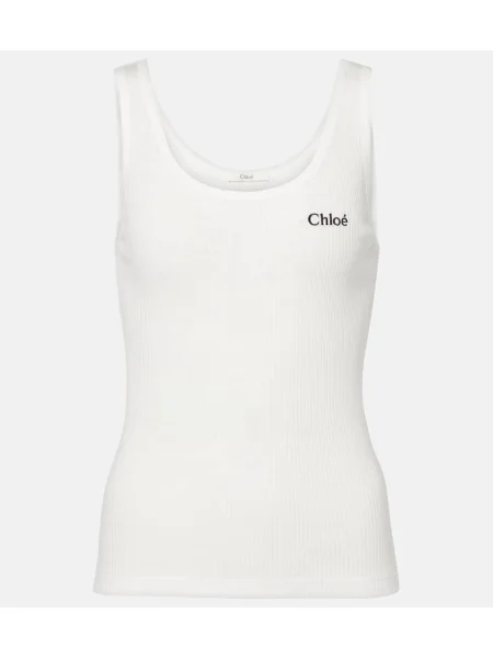 Top Chloé tricotate alb