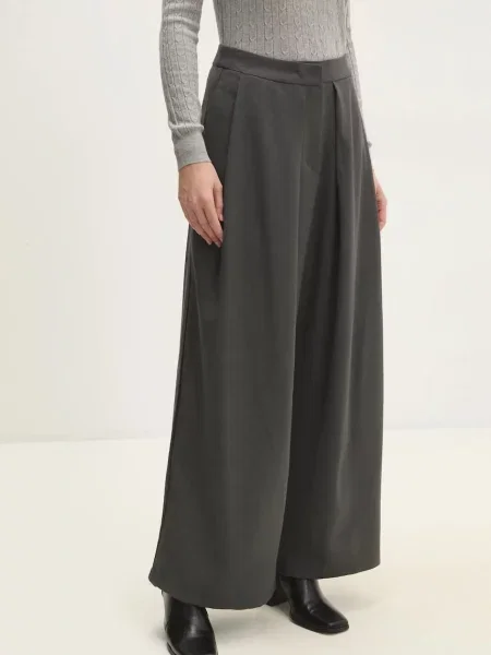 Панталон Answear Lab с широка каройка с висока талия сиво