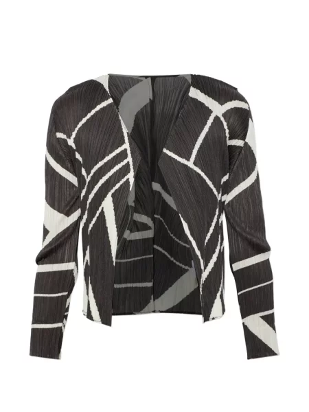 Geacă Pleats Please Issey Miyake cu imagine cu imprimeu geometric gri