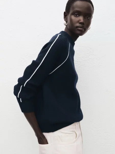 Джемпер MANGO темно-синій віскоза/поліестер синій