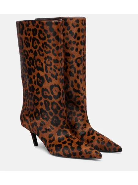 Cizme scurte Amina Muaddi cu imagine cu model leopard