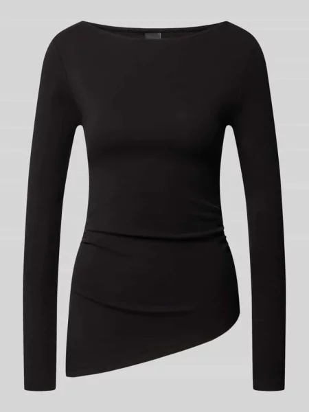 Longsleeve w kroju slim fit z elastycznej mieszanki bawełny Gina Tricot czarna