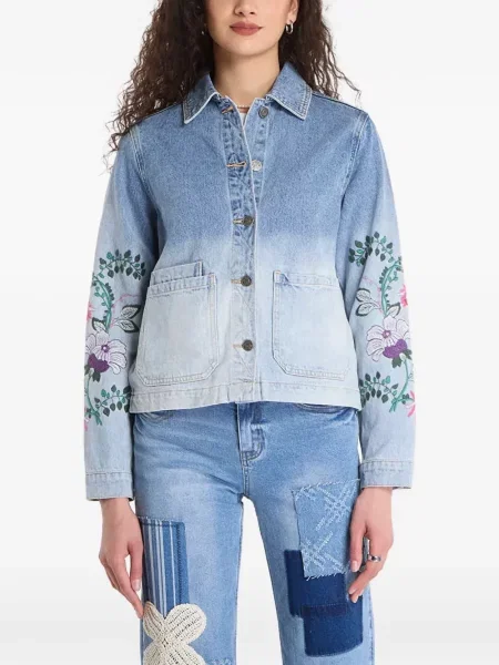 Geacă de blugi Desigual cu model floral albastru