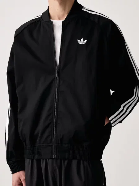Класически суичър с цип Adidas Originals кепър черно