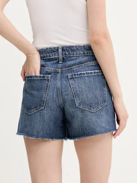 Riflové kraťasy Hollister Co. hladké medium waist modrá