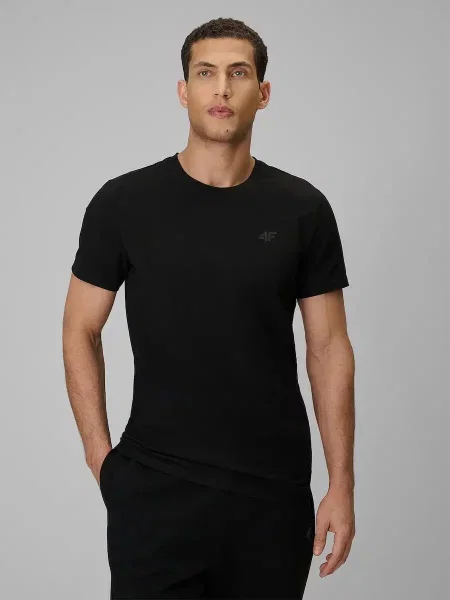 T-shirt slim gładki 4F czarna