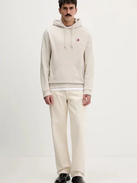 Tommy Jeans hanorac cu glugă pentru bărbați cu bej