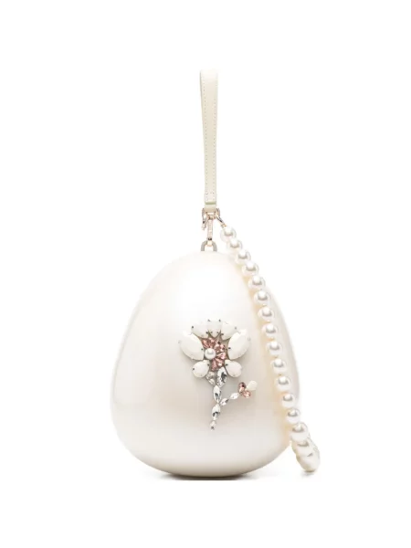 Body Simone Rocha cu perle cu model floral alb