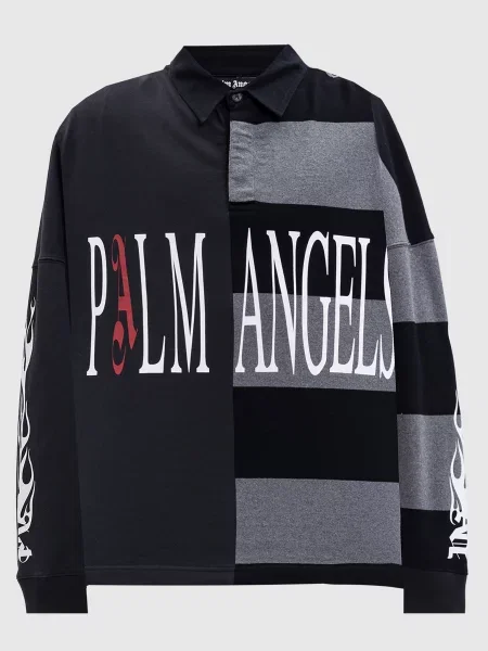 Лонгслів з коміром поло Palm Angels сірий