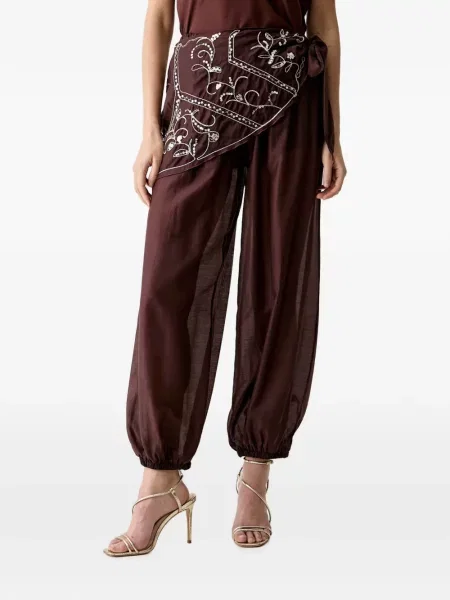 Pantaloni Haveone cu paiete plic maro