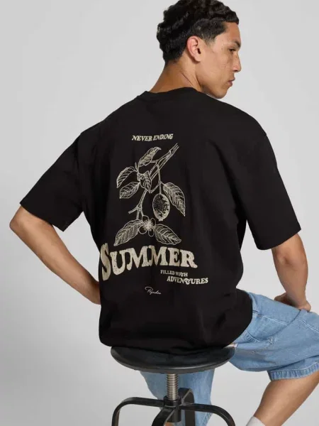 Oversized t-shirt z nadrukiem z logo Pegador czarna
