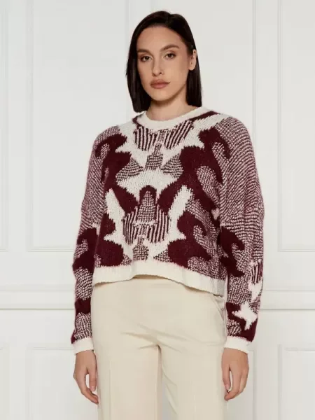 Ba&sh Pulover RORA | Cropped Fit cu adaos de lână bordo