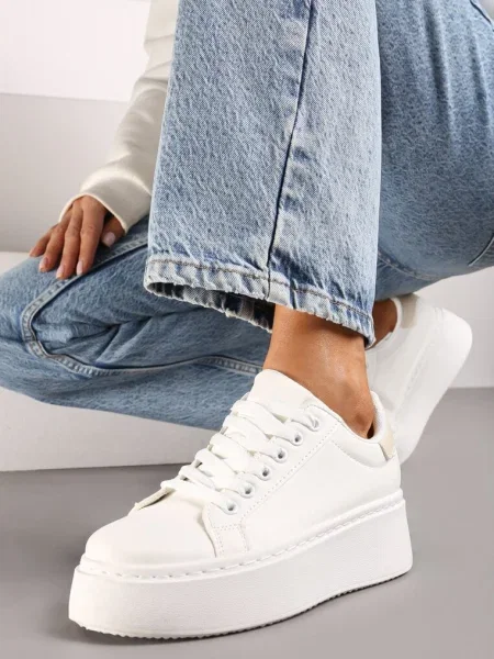 Sneakers Tiaeliana cu bej alb