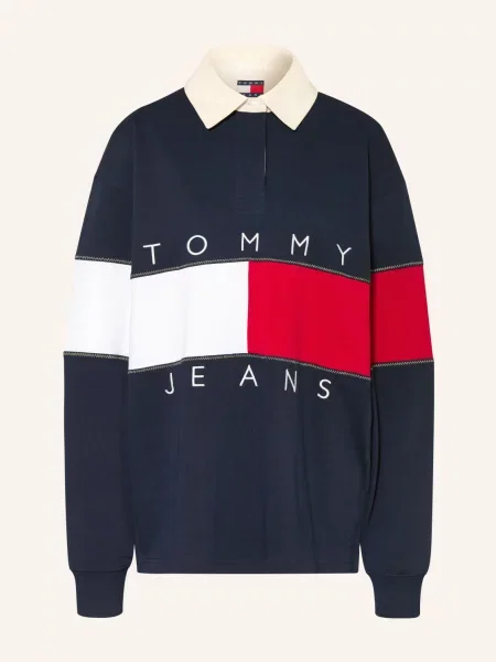 Tommy Jeans Koszulka Do Rugby blau biała
