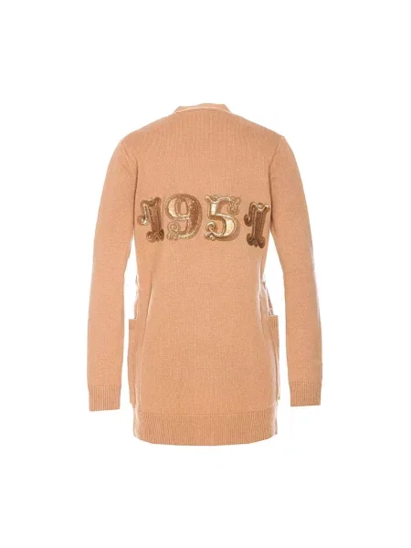 Haftowany kardigan Max Mara wełniany brązowy