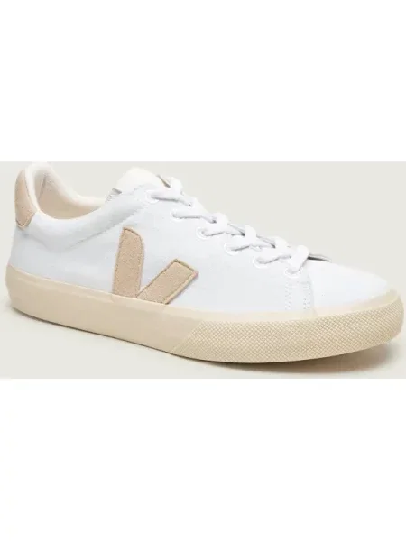 Pantofi Veja Campo din canvas alb