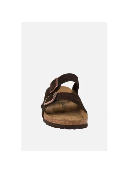 Klapki Birkenstock zamszowe brązowe