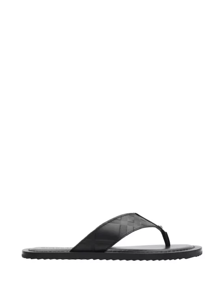 Sandale Burberry din piele în carouri negru