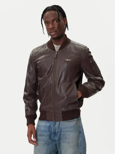 Aeronautica Militare Кожено яке кафяв