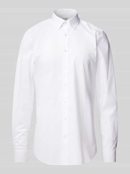 Koszula biznesowa o kroju slim fit z popeliny z bardzo długim rękawem Olymp Level Five biała