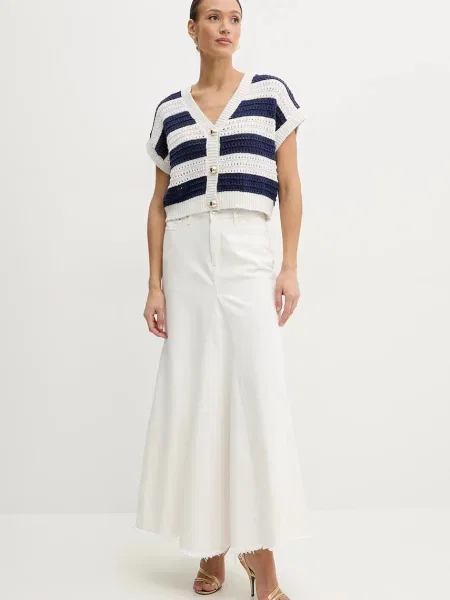 Спідниця Guess midi розкльошена бежевий