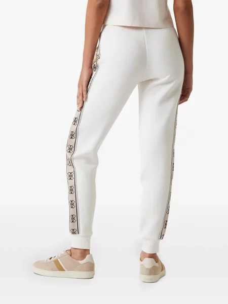 Pantaloni Guess alergare cu autograf alb