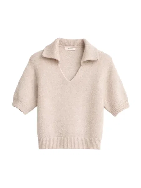 Sweter Opal Studio z krótkim rękawem beżowy