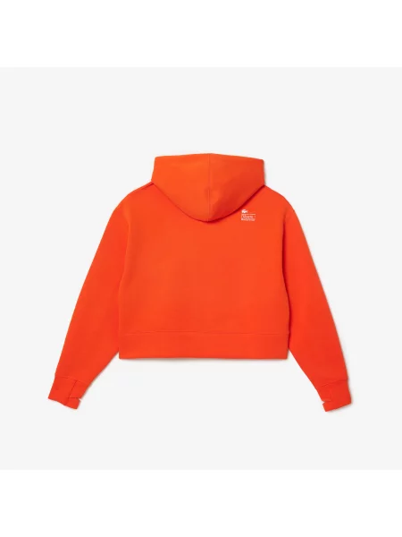 Lacoste Skrócona Bluza Z Kapturem pomarańczowa