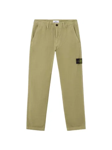 Pantaloni Stone Island cu model herringbone cu strasuri verde