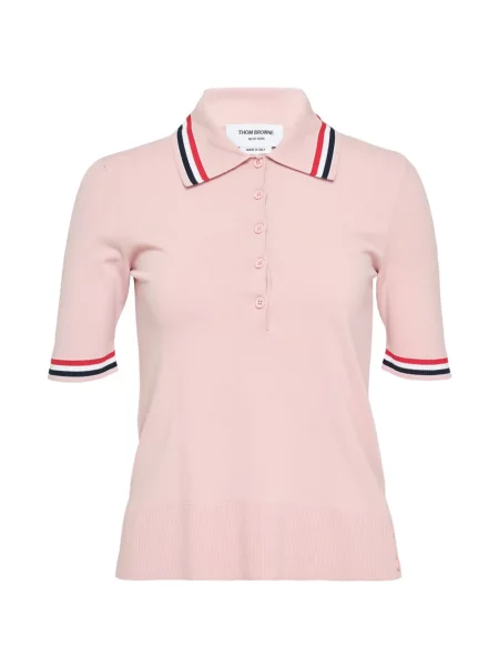 Tricou polo Thom Browne cu dungi roz