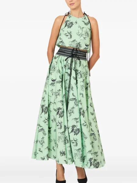 Top Rosie Assoulin cu model floral cu imagine verde