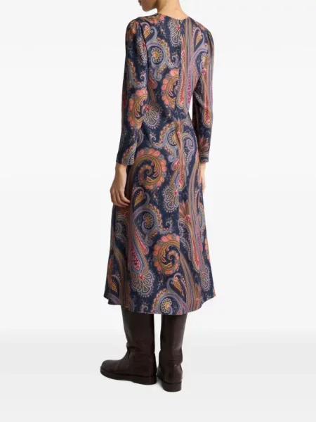 Paisley mintás krepp midi ruha Etro kék