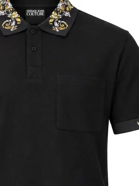 Tricou polo Versace cu broderie negru