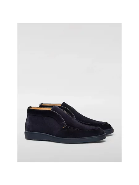 Botki Santoni zamszowe wsuwane casual niebieskie