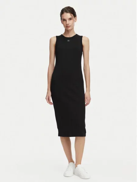 Calvin Klein Jeans haljina od pamuka s elastanom crna