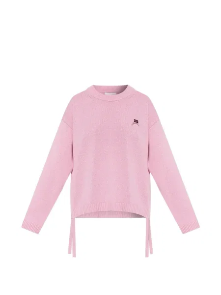 Pulover Ganni cu broderie roz