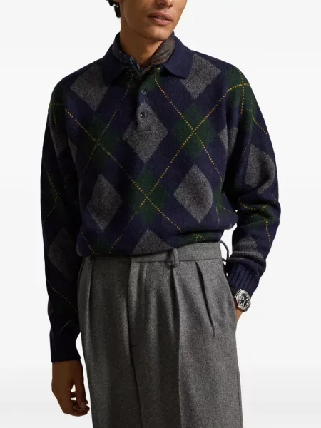 Șosete Polo Ralph Lauren cu broderie în carouri de flanelă verde