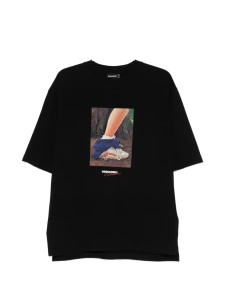 Tricou Dsquared2 cu decolteu rotund scurt negru
