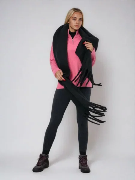 Шарф з бахромою чорний