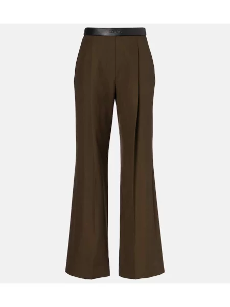 Pantaloni Loewe din piele plisate verde