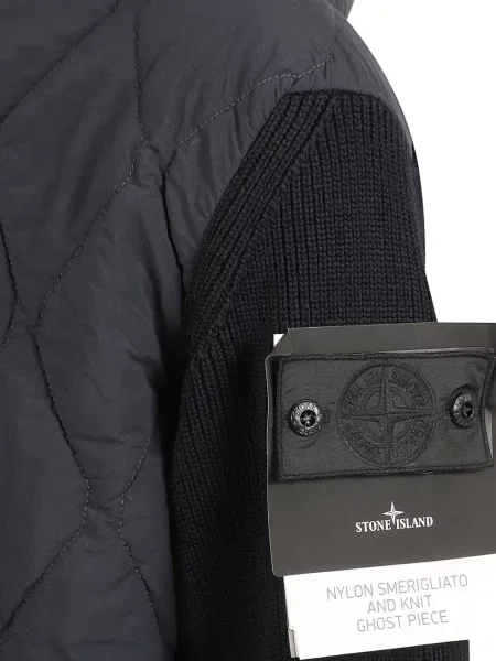 Geacă Stone Island cu glugă cu strasuri negru