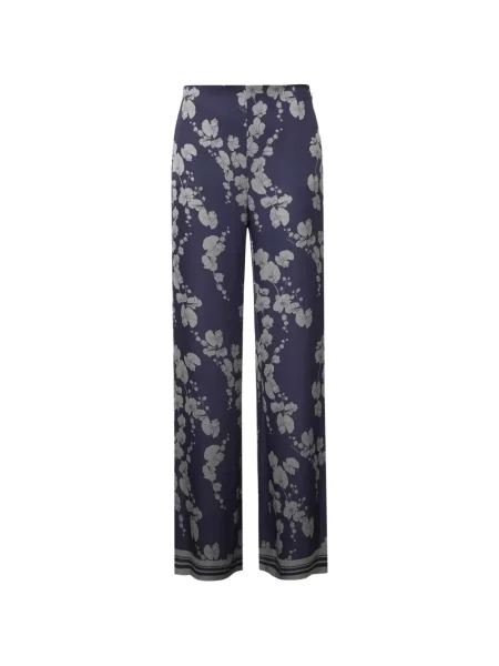 Pantaloni Genny cu model floral cu imagine albastru