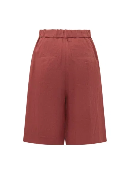 Lniane bermudy Max Mara Studio czerwone
