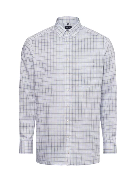 OLYMP Luxor modern Fit Koszula Mężczyźni Modern Fit wielokolorowy|beżowy|szary|niebieski wzorzysty 39 beżowa