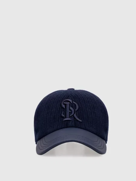 Вельветовая кепка Stefano Ricci с вышивкой синяя