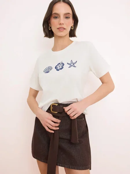 Trendyol Tricou bleumarin alb