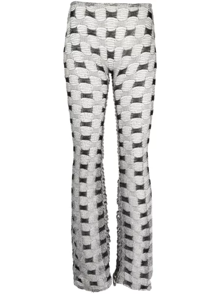 Pantaloni Isa Boulder în carouri tricotate alb