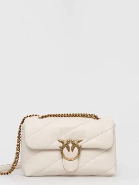 Geanta crossbody Pinko din piele clasică alb