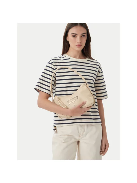 Geantă Tommy Jeans Metal Logo Shoulder Bag alb