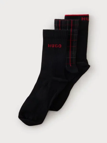 HUGO Șosete gri / roșu cireș negru